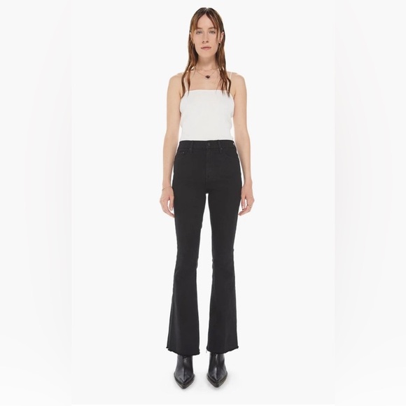 Mother The Weekender Fray Jeans In Lasting Impression Black Size 26 Flare EUC - Picture 1 of 15